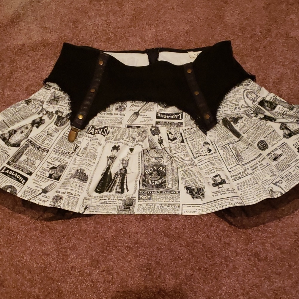 Vintage Newspaper Print Skirt